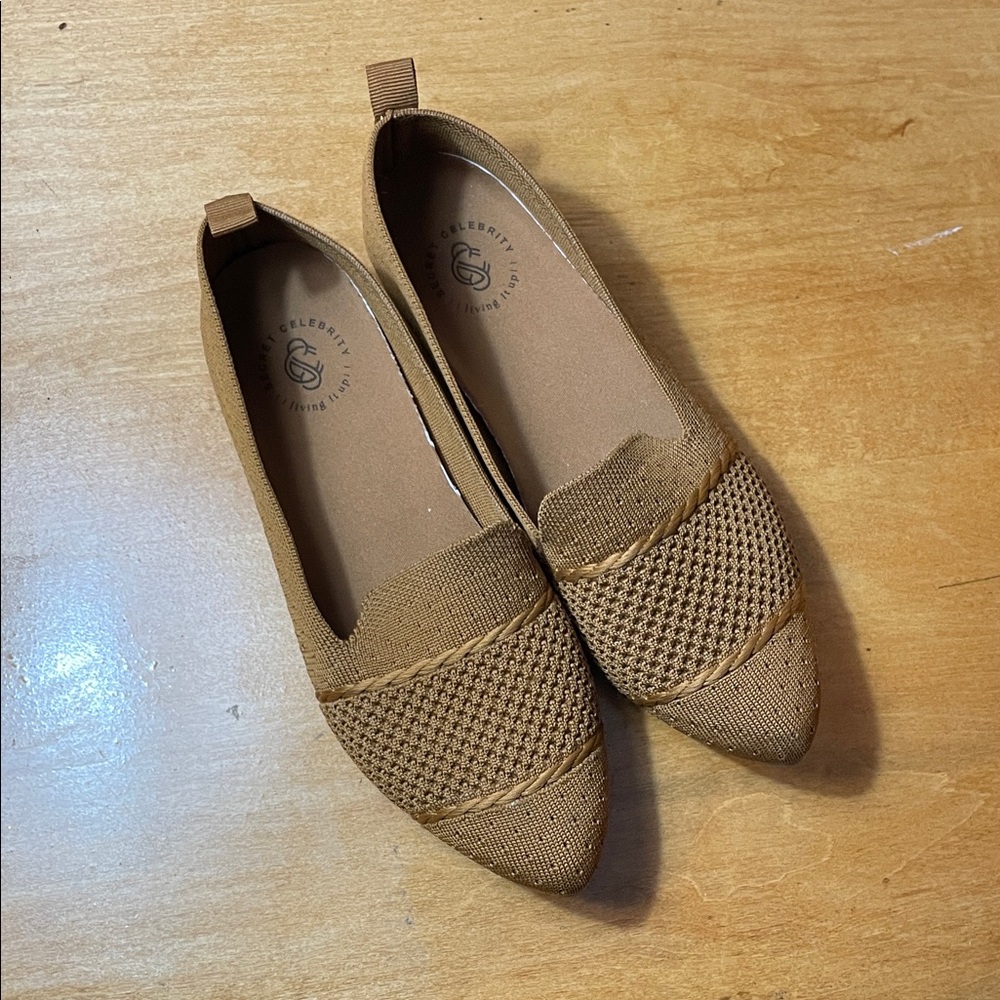Secret Celebrity Elegant Brown Flats for Women. Size 8